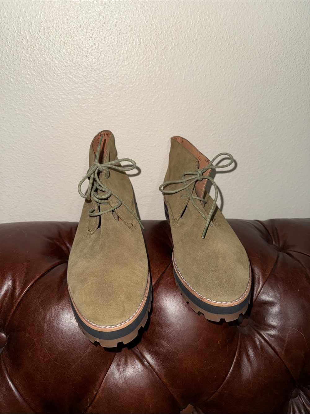 Madewell Olive Green Suede Lace-Up Lug Boots